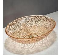 ZYCDP Lavabo Bagno Da Appoggio Ovale In Cristallo 510 X 350 X 160 mm Senza Foro Per Rubinetto Ambra