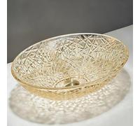 ZYCDP Lavabo Bagno Da Appoggio Ovale In Cristallo 510 X 350 X 160 mm Senza Foro Per Rubinetto Oro