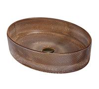 ZYCDP Lavabo Bagno Vetro Lavabo da Appoggio Ovale 500 X 375 X 120mm Senza Foro Rubinetto Ambra