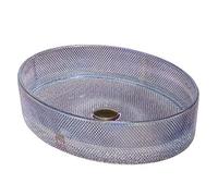 ZYCDP Lavabo Bagno Vetro Lavabo da Appoggio Ovale 500 X 375 X 120mm Senza Foro Rubinetto Colore
