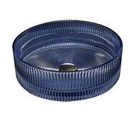 ZYCDP Lavabo Bagno Vetro Rotondo 400X400X120mm Lavandino Cristallo Senza Foro Rubinetto Blu