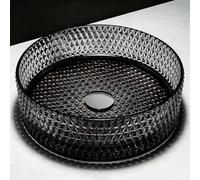 ZYCDP Lavabo Da Appoggio Bagno Rotondo Lavandino Bagno in Vetro Senza Foro Rubinetto Nero