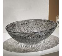 ZYCDP Lavandino Bagno Da Appoggio Vetro Ovale 510 X 350 X 160 mm Senza Foro Rubinetto Grigio Cristallo