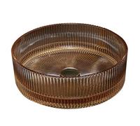 ZYCDP Lavandino Bagno Rotondo Lavabo Cristallo 400 X 400 X 120 mm Senza Foro Per Rubinetto Ambra