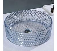 ZYCDP Lavello Per Bagno Rotondo Lavandino Bagno Da Appoggio Vetro Senza Foro Rubinetto Blu Cristallo