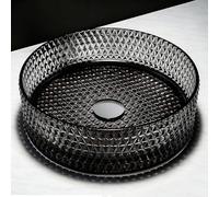 ZYCDP Lavello Per Bagno Rotondo Lavandino Vetro 360 X 360 X 115 mm Senza Foro Rubinetto Nero