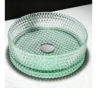 ZYCDP Lavello Per Bagno Rotondo Lavandino Vetro 360 X 360 X 115 mm Senza Foro Rubinetto Verde Cristallo