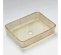 ZYCDP Lavello Vetro Lavandino Da Appoggio Per Bagno Rettangolare 460 X 330 X 105 mm giallo Cristallo