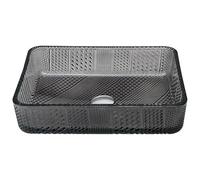 ZYCDP Lavello Vetro Lavandino Da Appoggio Per Bagno Rettangolare 460 X 330 X 105 mm Nero