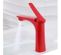 ZYCDP Miscelatore Bagno Lavabo Moderno con 2 Modalità Rubinetto Bagno Monocomando in Ottone Rosso