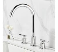 ZYCDP Miscelatore Bagno Tre Fori Girevole a 360 Rubinetto Lavabo Bagno Doppia Manopola Cromo