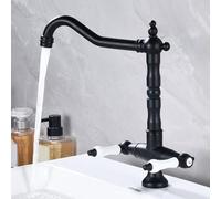 ZYCDP Miscelatore Bagno Vintage con Due Manopole Rubinetto Bagno Lavabo Girevole a 360 Nero