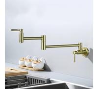 ZYCDP Miscelatore Cucina a Muro con 2 Manopole Rubinetto Lavello Pieghevole acqua Fredda Oro Spazzolato