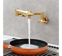 ZYCDP Miscelatore Cucina a Muro Ottone Rubinetto Lavello Cucina 2 Manopole acqua Fredda Oro