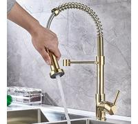 ZYCDP Miscelatore Cucina con Doccetta Estraibile Molla, Miscelatore Cucina Girevole a 360° Miscelatori per Cucina Monocomando Oro