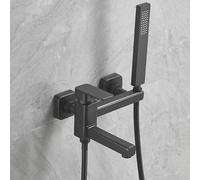 ZYCDP Miscelatore Doccia a Muro Monocomando Rubinetto Vasca da Bagno Ottone Calda E Fredda Nero