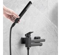 ZYCDP Miscelatore Doccia a Parete Monocomando Rubinetto Vasca da Bagno con Doccetta Ottone Nero