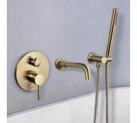 ZYCDP Miscelatore Doccia Incasso con Girevole 360 Rubinetto Vasca da Bagno con Doccetta Oro Spazzolato