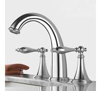 ZYCDP Miscelatore Lavabo Bagno 3 Fori con Due Manopole Rubinetto Bagno acqua Calda e Fredda Cromo