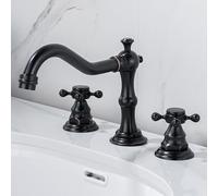 ZYCDP Miscelatore Lavabo Bagno 3 Fori con Manopole a Croce Rubinetto Lavandino Bagno Ottone Antico Nero