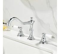 ZYCDP Miscelatore Lavabo Bagno 3 Fori Vintage, Miscelatore Vintage Lavabo Bagno 2 Manopole Rubinetto Bagno Lavabo Caldo e Freddo Cromato