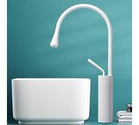 ZYCDP Miscelatore Lavabo Bagno Alto Rubinetto per Lavabo Girevole a 360° Miscelatore bagno monocomando Fredda e Calda Regolabile, Bianco