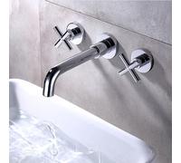 ZYCDP Miscelatore Lavabo Bagno Da Incasso con 2 Maniglie a Croce Rubinetto Bagno In Ottone Cromo