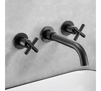 ZYCDP Miscelatore Lavabo Bagno Incasso Rubinetto Bagno Girevole A 360 con Maniglia a Croce Nero