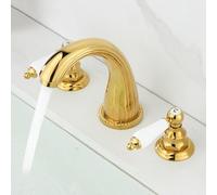 ZYCDP Miscelatore Lavabo Bagno Tre Fori con 2 Manopole Rubinetto Lavandino Bagno Ottone Oro