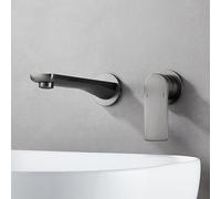 ZYCDP Miscelatore Lavabo Incasso in Ottone Rubinetto Monocomando per Lavabo da Bagno a Muro Grigio Pistola