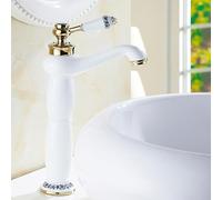ZYCDP Miscelatore Lavabo Miscelatore Monocomando per Lavandino Lavabo Rubinetto Bagno Lavabo Bianco e Oro Miscelatore Bagno Ottone, Alto