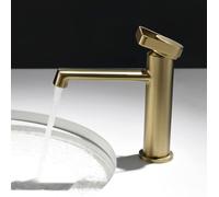 ZYCDP Miscelatore Lavandino Bagno Moderno in Ottone Rubinetto Bagno acqua Calda e Fredda Oro Spazzolato