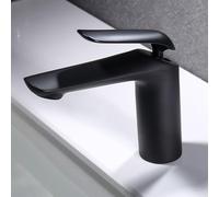 ZYCDP Miscelatore Lavandino Bagno Moderno Rubinetto Bagno Monoforo acqua Calda e Fredda Nero Corto
