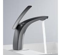 ZYCDP Miscelatore Lavandino Bagno Moderno Rubinetto Bagno Ottone acqua Calda e Fredda Grigio Canna di Fucile