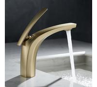 ZYCDP Miscelatore Lavandino Bagno Moderno Rubinetto Bagno Ottone acqua Calda e Fredda Oro Spazzolato