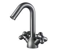 ZYCDP Miscelatore Lavandino Bagno Vintage Rubinetto Bagno Due Manopole con 2 Modalità Grigio Canna di Fucile