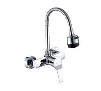 ZYCDP Miscelatore Lavello Cucina a Muro,Ottone,Rubinetto dell'acqua Calda e Fredda,Rubinetto Cucina a Muro con 2 Modalità,Miscelatore Monocomando da Cucina,Rubinetto per Cucina a Parete,A