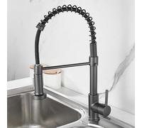 ZYCDP Miscelatore Lavello Cucina Molla, Rubinetti da Cucina Acqua Fredda e Calda Girevole a 360° 2 Modalità Grigio Canna di Fucile