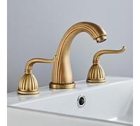 ZYCDP Miscelatore per Lavabo a 3 Fori con 2 Manopole Rubinetto Lavandino Bagno Vintage Ottone Antico