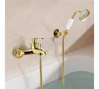 ZYCDP Miscelatore per Vasca da Bagno a Muro Rubinetto Doccia Monocomando in Ottone Oro