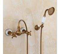 ZYCDP Miscelatore Vasca Vintage da Muro Rubinetto Vasca da Bagno con Doccia in Ottone Antico