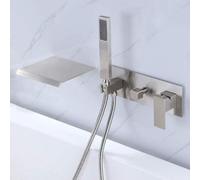 ZYCDP Rubinetteria Doccia Incasso A Cascata Miscelatore Vasca da Bagno con Doccetta Spazzolato