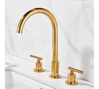 ZYCDP Rubinetti da Lavabo 3 Fori con 2 Manopole Rubinetto Bagno Lavabo Ottone Girevole a 360 Oro