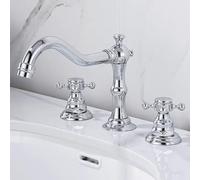 ZYCDP Rubinetto Bagno 3 Fori con Doppia Manopola a Croce Miscelatore Lavabo Bagno Ottone Cromo