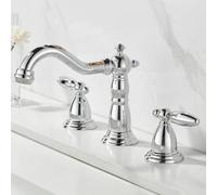 ZYCDP Rubinetto Bagno 3 Fori Girevole a 360 Miscelatore Lavabo Bagno Ottone 2 Manopole Cromo