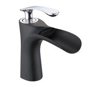 ZYCDP Rubinetto Bagno a Cascata Miscelatore Lavabo Monocomando Rubinetto Cascata Miscelatore Bidet Bagno Cascata, Nero + Cromo