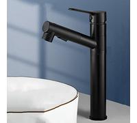 ZYCDP Rubinetto Bagno con Doccetta Estraibile, Rubinetto Bagno Lavabo Ottone, 3 Funzioni Miscelatore Lavabo, Rubinetti Monocomando Regolazione a Caldo e Freddo, nero, alto