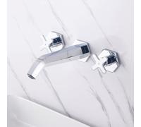 ZYCDP Rubinetto Bagno Lavabo Da Incasso con Doppia Maniglia a Croce Rubinetto Lavello In Ottone Cromo