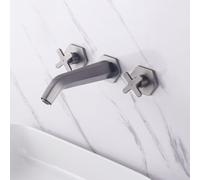 ZYCDP Rubinetto Bagno Lavabo Da Incasso con Doppia Maniglia a Croce Rubinetto Lavello In Ottone grigio Canna Di Fucile