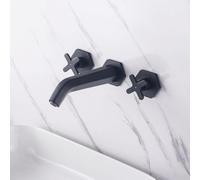 ZYCDP Rubinetto Bagno Lavabo Da Incasso con Doppia Maniglia a Croce Rubinetto Lavello In Ottone Nero